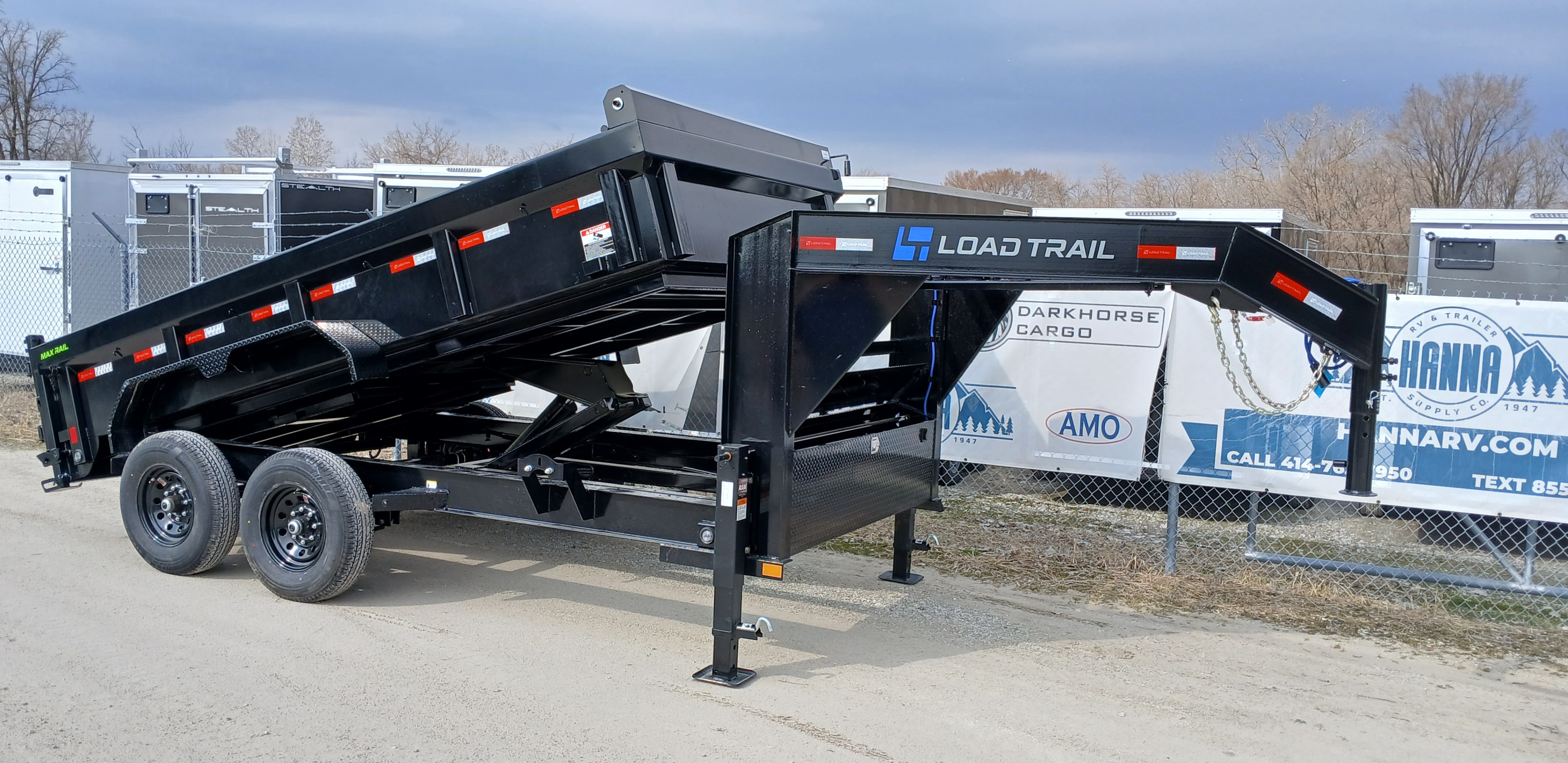 Load Trail 83 X 16 Tandem Axle 14,000 Lb Gooseneck Low profile Dump Trailer with Scissor Lift and 7 Gauge Floor